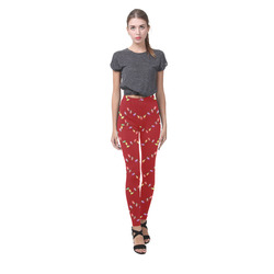 Festive Christmas Lights  on Red Cassandra Women's Leggings (Model L01)
