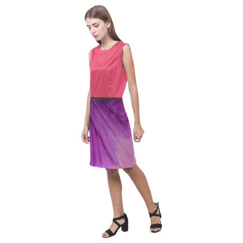 Teaberry Pink and Purple Pansy Eos Women's Sleeveless Dress (Model D01)