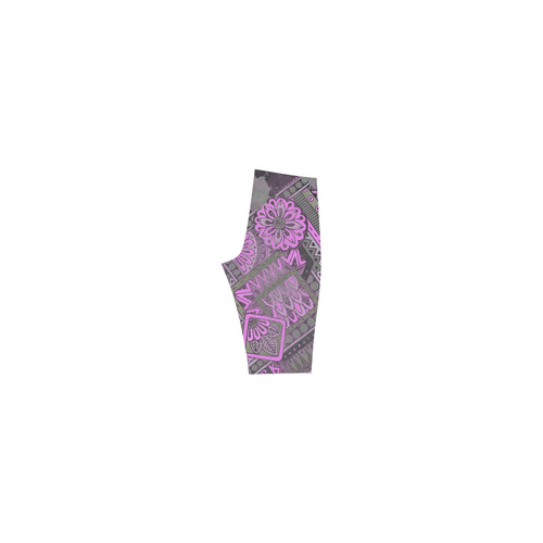 Pink Floral Modern Geometric Grunge Hestia Cropped Leggings (Model L03)