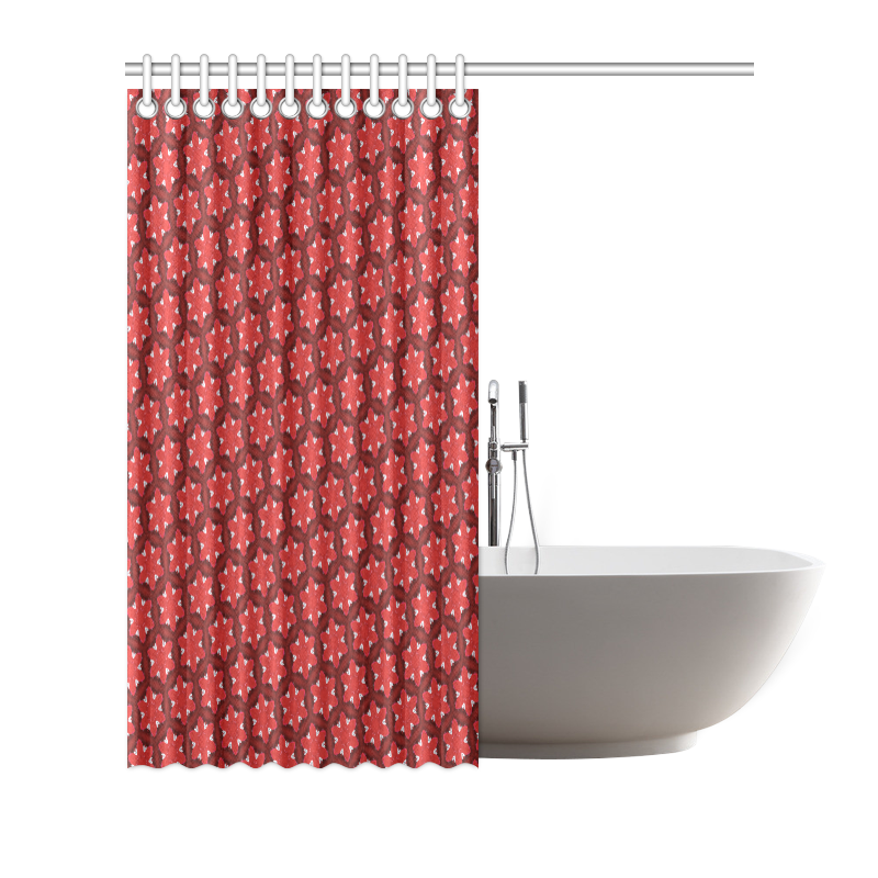 Red Passion Floral Pattern Shower Curtain 66"x72"