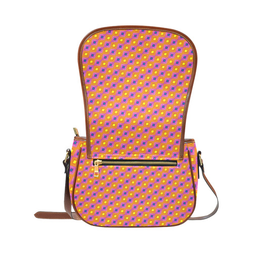 Vibrant Retro Diamond Pattern Saddle Bag/Small (Model 1649) Full Customization