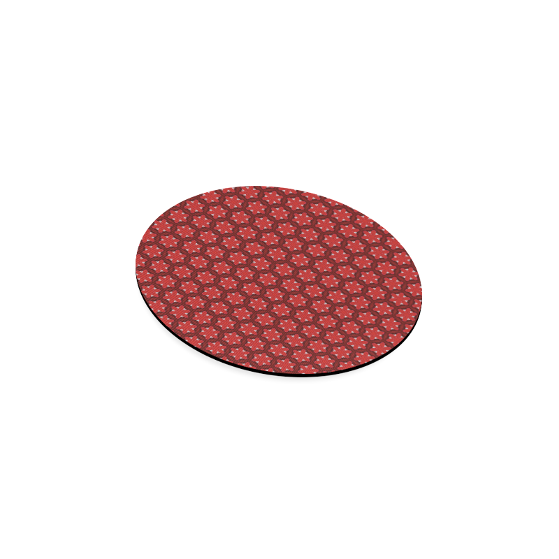 Red Passion Floral Pattern Round Coaster