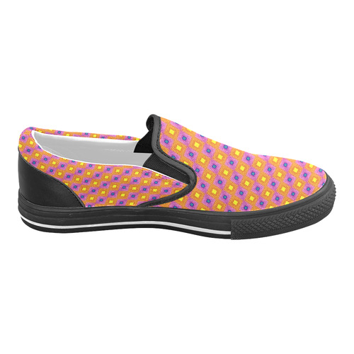 Vibrant Retro Diamond Pattern Men's Slip-on Canvas Shoes (Model 019)