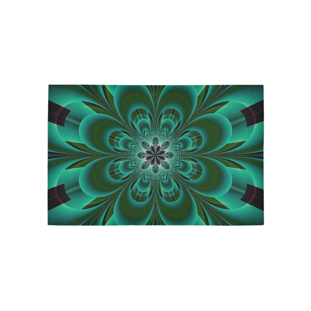 Emerald Green Mandala Flower Area Rug 5'x3'3''