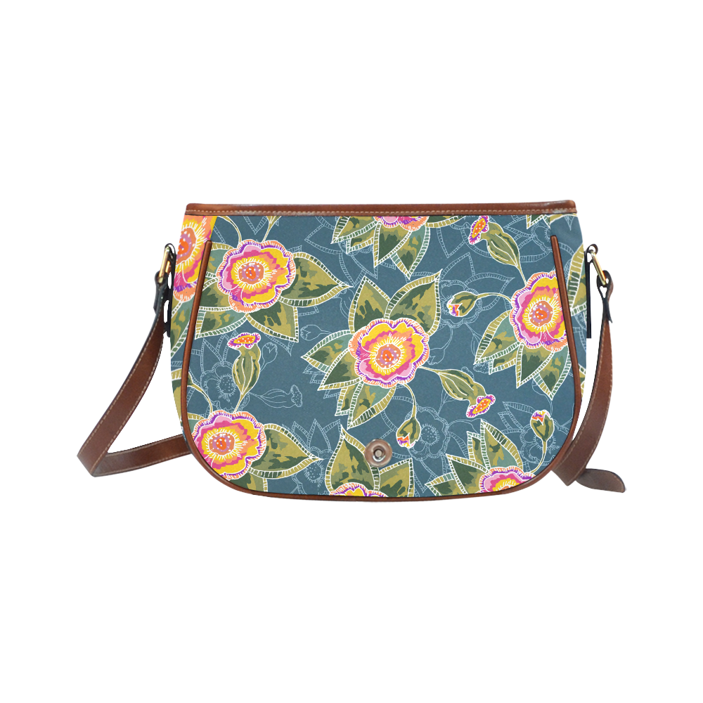 Floral Fantsy Pattern Saddle Bag/Small (Model 1649) Full Customization