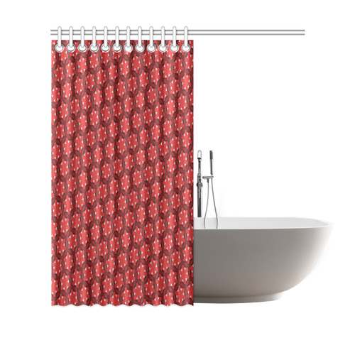 Red Passion Floral Pattern Shower Curtain 69"x70"