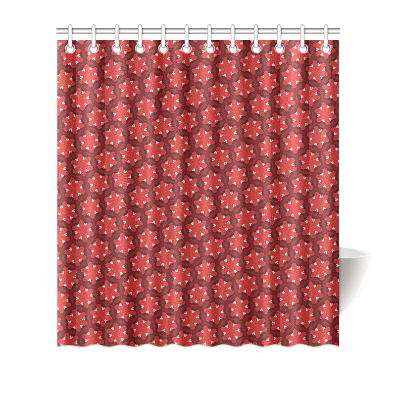 Red Passion Floral Pattern Shower Curtain 66"x72"