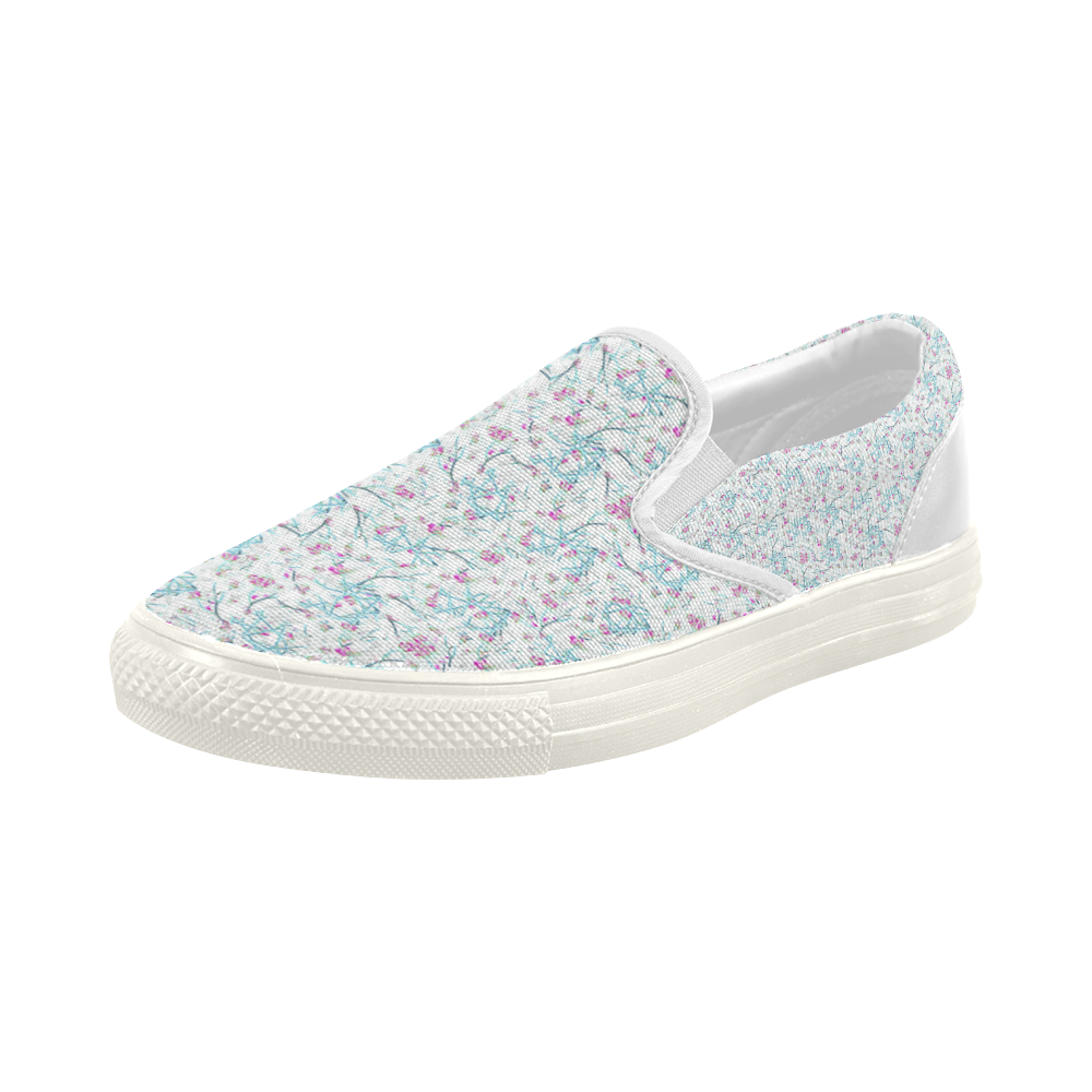 Intricate Floral Collage Women's Slip-on Canvas Shoes (Model 019)