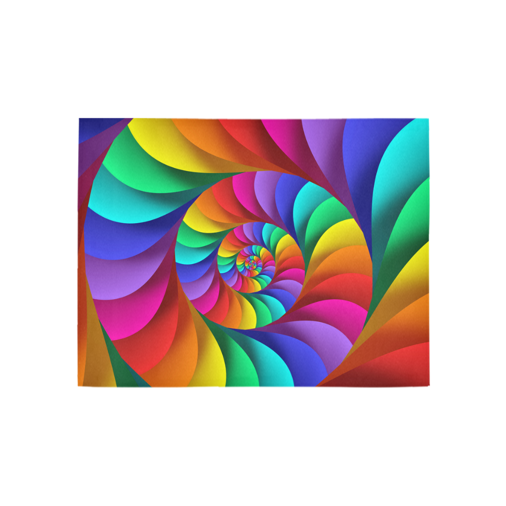 Psychedelic Rainbow Spiral Fractal Area Rug 5'3''x4'