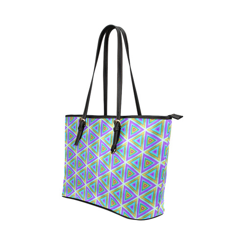 Colorful Retro Geometric Pattern Leather Tote Bag/Large (Model 1651)