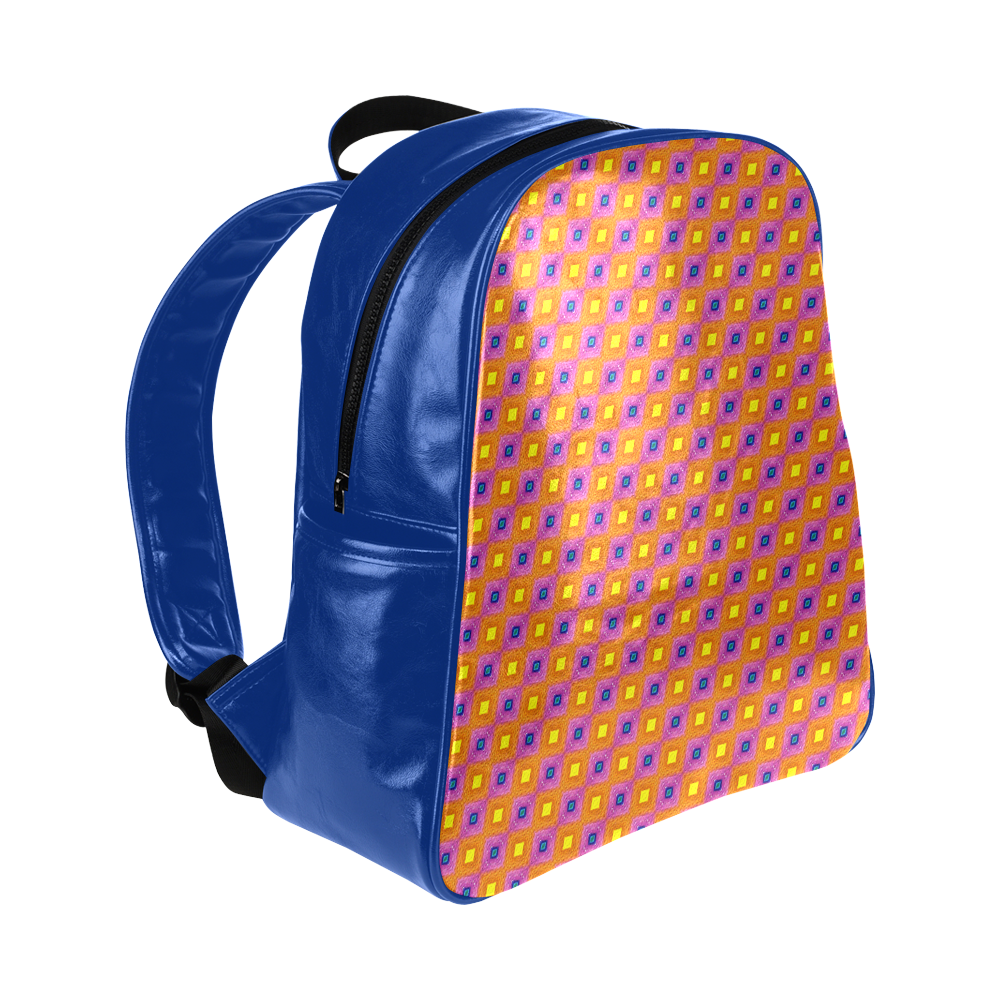 Vibrant Retro Diamond Pattern Multi-Pockets Backpack (Model 1636)
