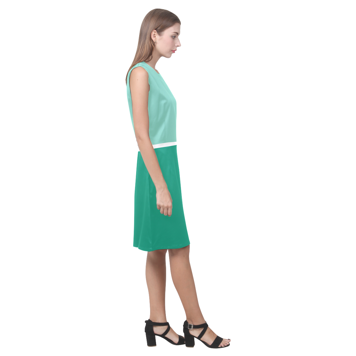 Lucite Green and Emerald Eos Women's Sleeveless Dress (Model D01)