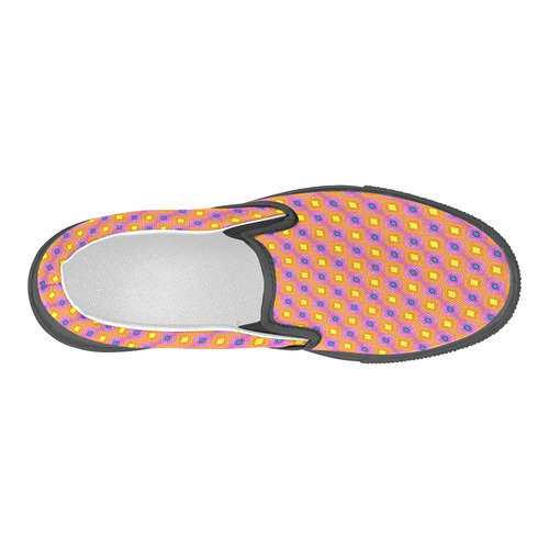 Vibrant Retro Diamond Pattern Men's Slip-on Canvas Shoes (Model 019)