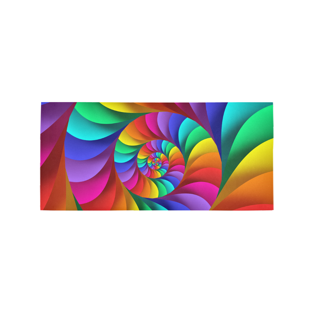 Psychedelic Rainbow Spiral Fractal Area Rug 7'x3'3''