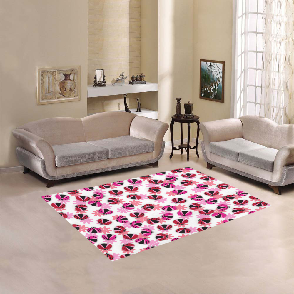 Lucky Lady Bug Pattern Area Rug 5'3''x4'