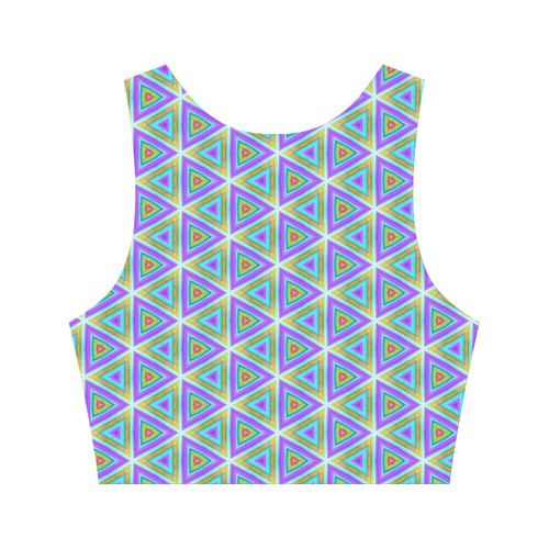 Colorful Retro Geometric Pattern Women's Crop Top (Model T42)