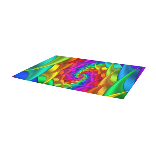 Psychedelic Rainbow Spiral Fractal Area Rug 9'6''x3'3''