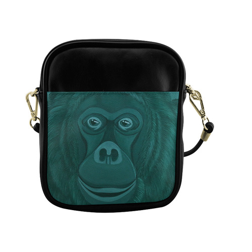 Forest Green Orangutan Sling Bag (Model 1627)
