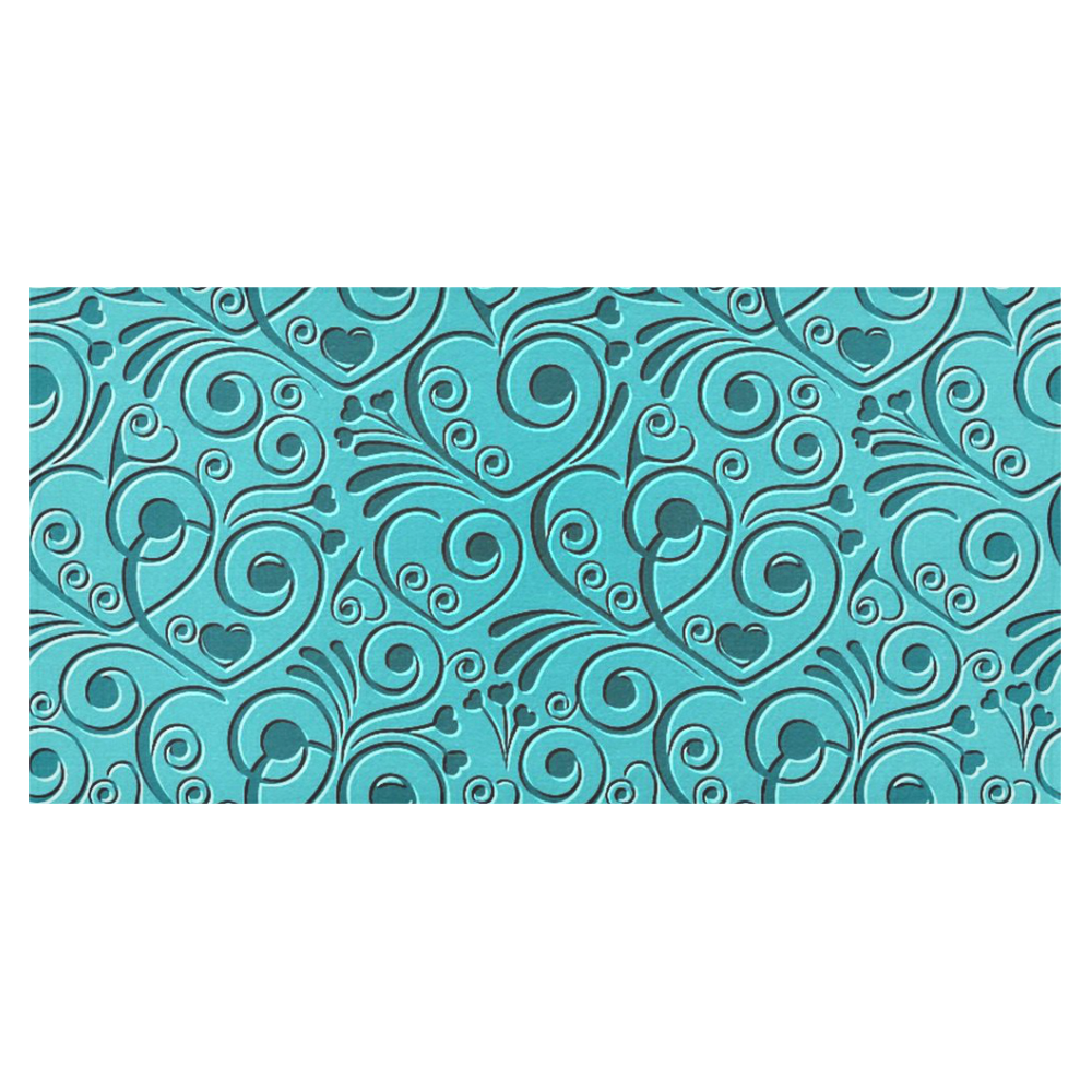 sweet hearts, turquoise Cotton Linen Tablecloth 60"x120"