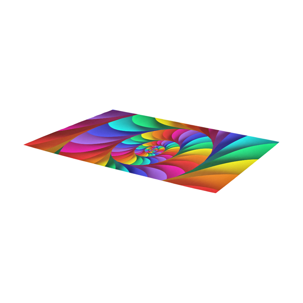 Psychedelic Rainbow Spiral Fractal Area Rug 7'x3'3''