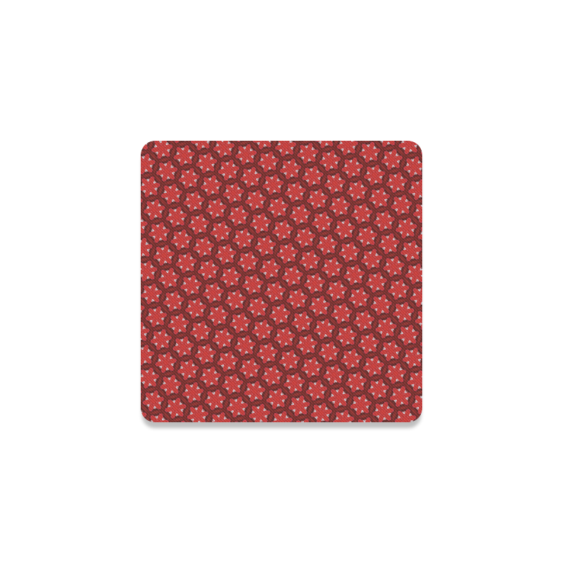 Red Passion Floral Pattern Square Coaster