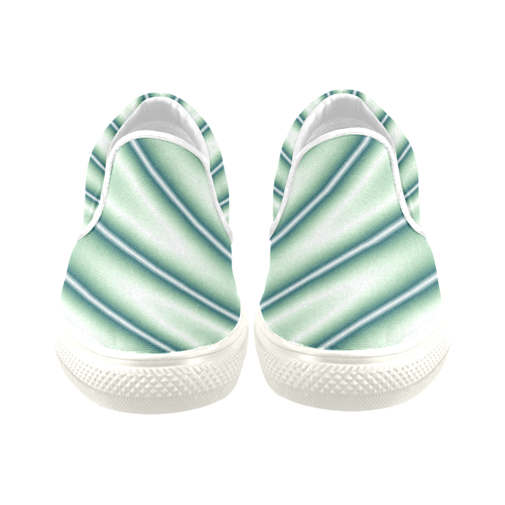 Green  Zig Zags Women's Unusual Slip-on Canvas Shoes (Model 019)