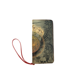 Awesome skulls on round button Women's Clutch Wallet (Model 1637)