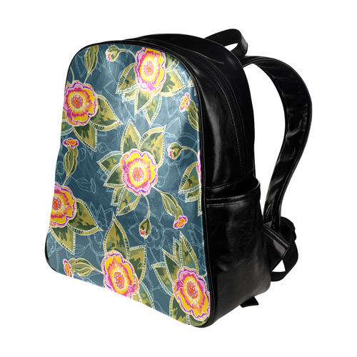 Floral Fantsy Pattern Multi-Pockets Backpack (Model 1636)