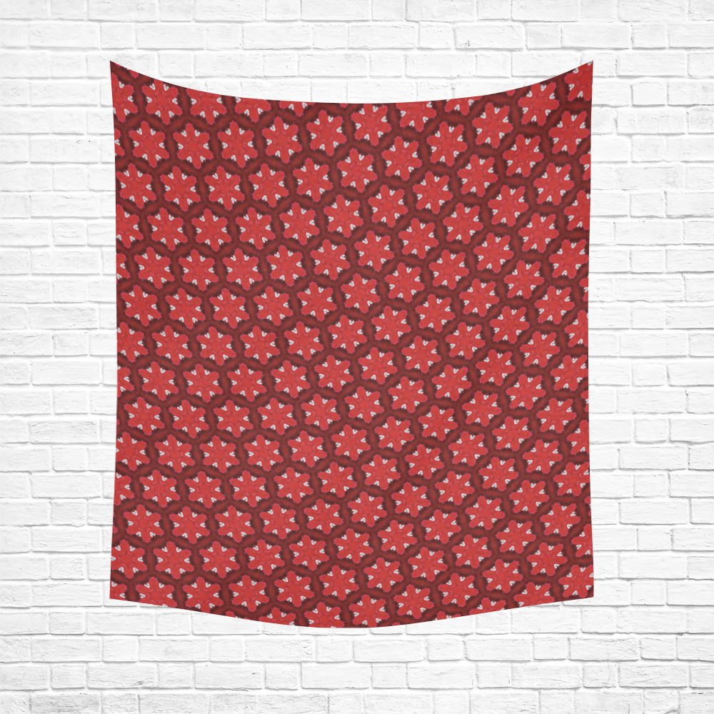 Red Passion Floral Pattern Cotton Linen Wall Tapestry 51"x 60"