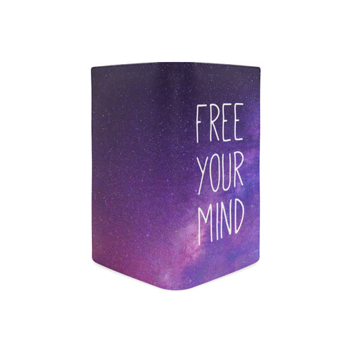 "Free Your Mind" Quote Purple Blue Night Sky Women's Leather Wallet (Model 1611)