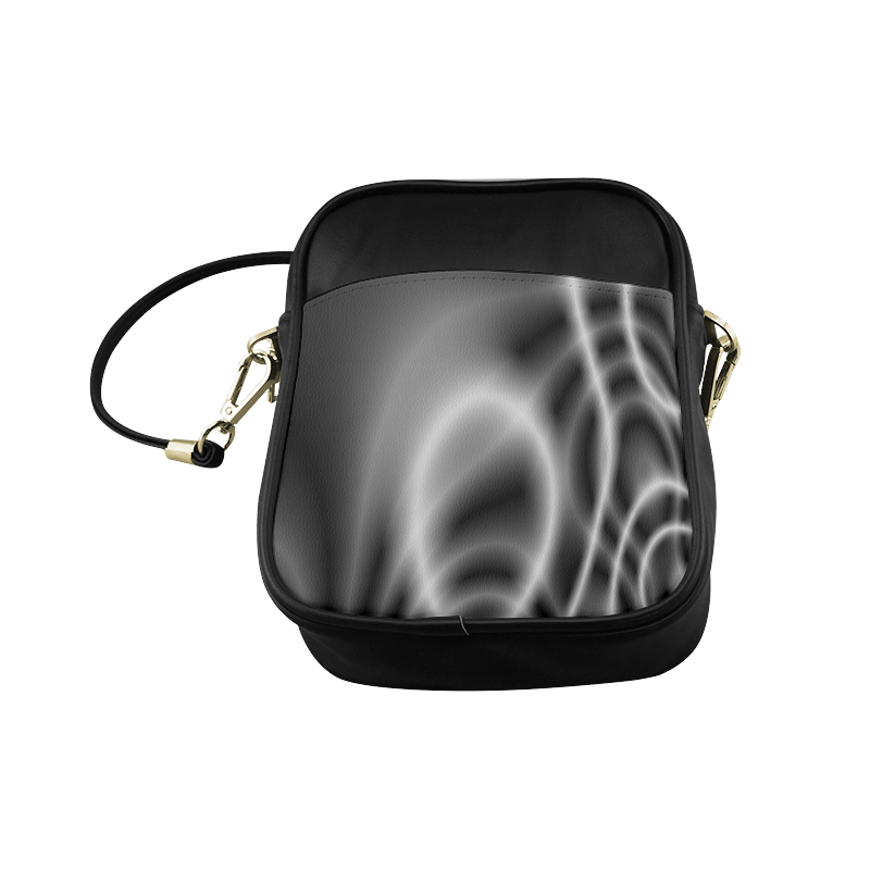 Black and White Swirls Fractal Sling Bag (Model 1627)