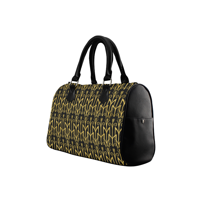 Beautiful BlackAnd Gold Art Deco Pattern Boston Handbag (Model 1621)