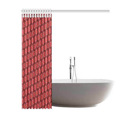 Red Passion Floral Pattern Shower Curtain 60"x72"