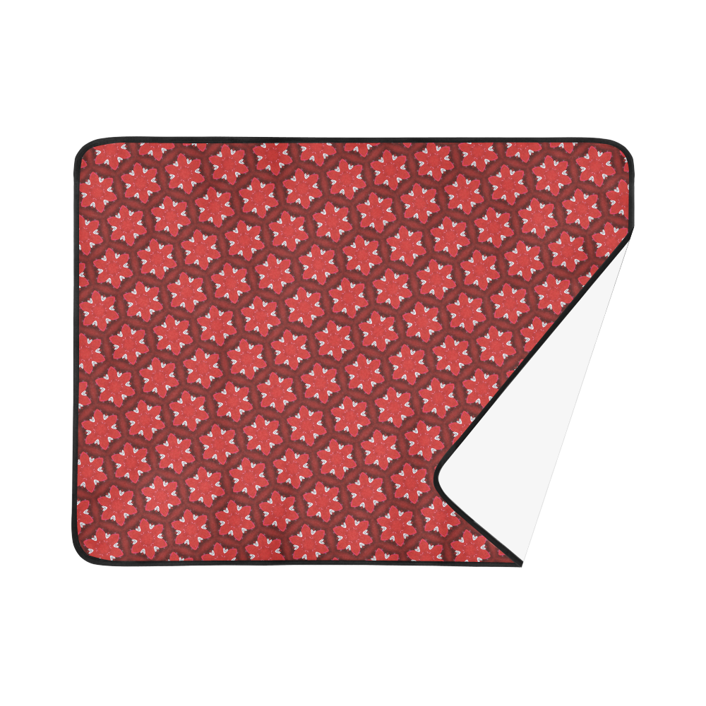 Red Passion Floral Pattern Beach Mat 78"x 60"