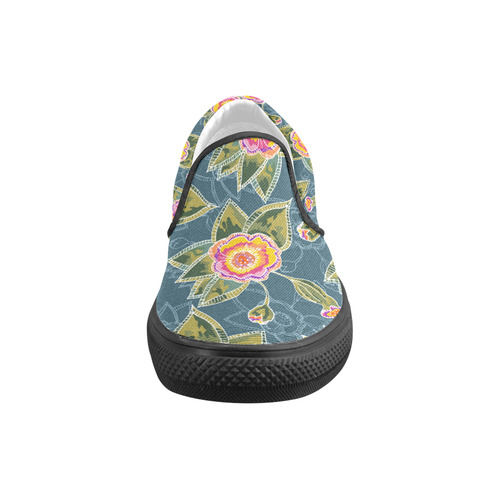 Floral Fantsy Pattern Men's Slip-on Canvas Shoes (Model 019)