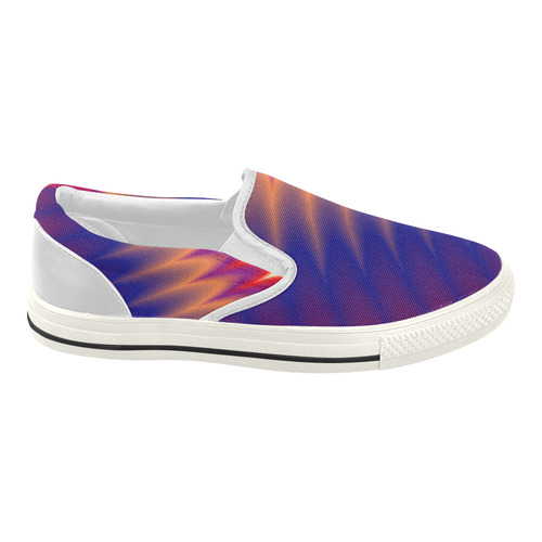 Blue Red Orange And Yellow Scallops Women's Slip-on Canvas Shoes (Model 019)