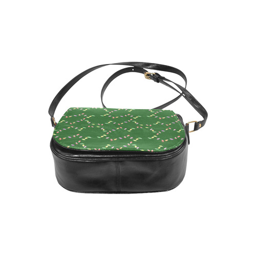 Festive Christmas Lights on Green Classic Saddle Bag/Large (Model 1648)