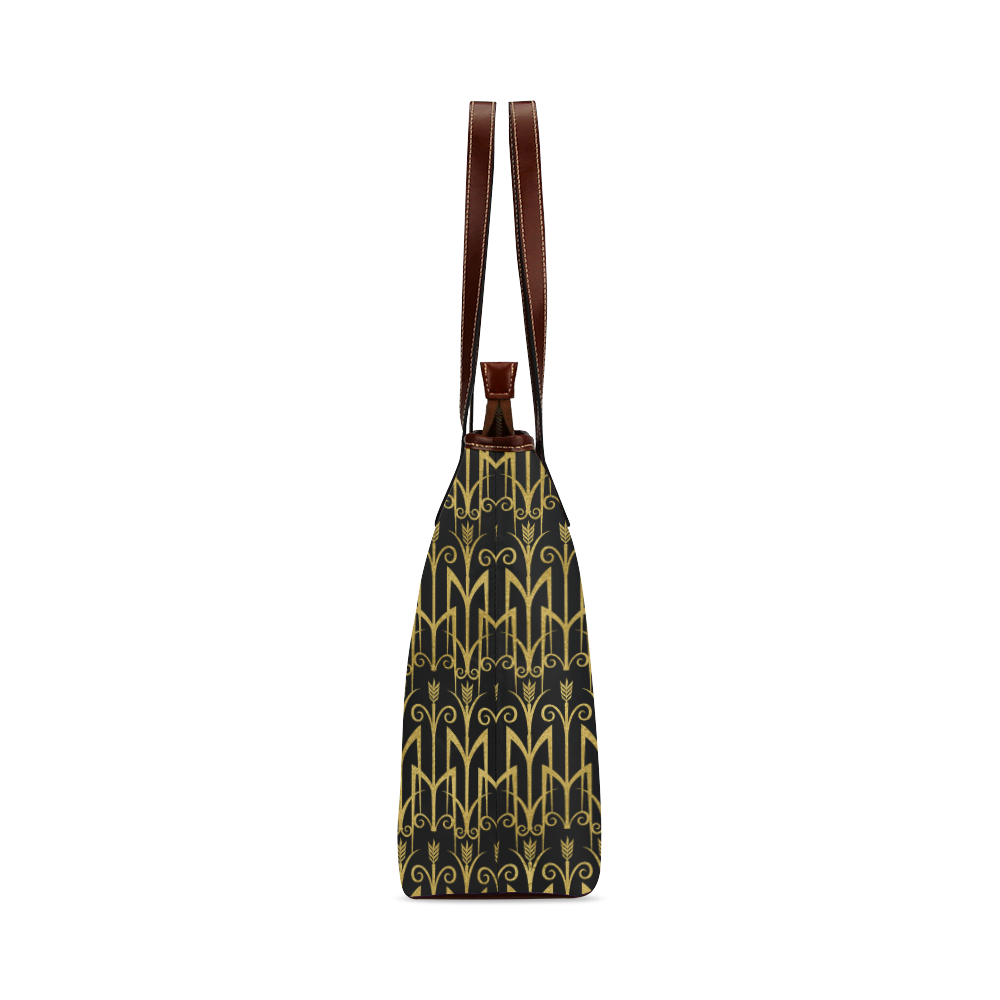 Beautiful BlackAnd Gold Art Deco Pattern Shoulder Tote Bag (Model 1646)