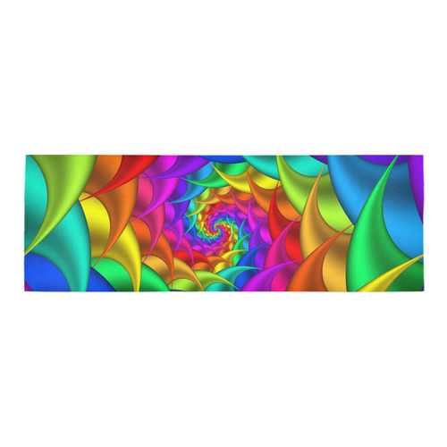 Psychedelic Rainbow Spiral Fractal Area Rug 9'6''x3'3''