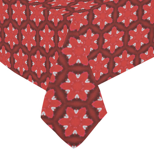 Red Passion Floral Pattern Cotton Linen Tablecloth 60"x 84"