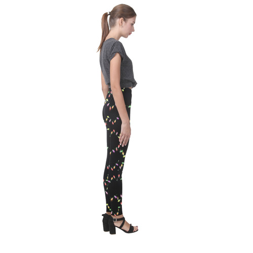 Festive Christmas Lights on Black Cassandra Women's Leggings (Model L01)