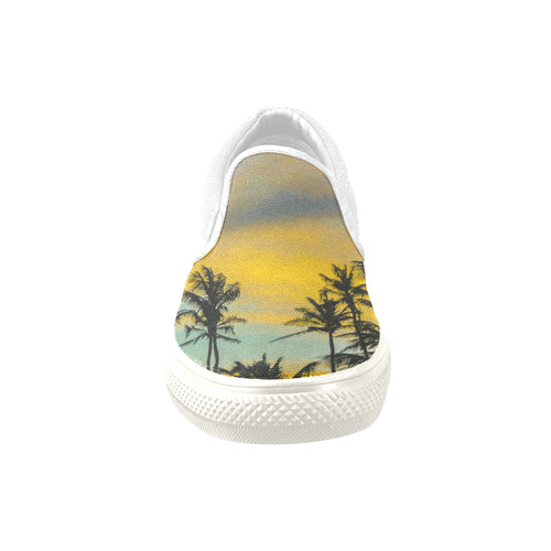 Tropical Scene at Sunset Time Men's Unusual Slip-on Canvas Shoes (Model 019)