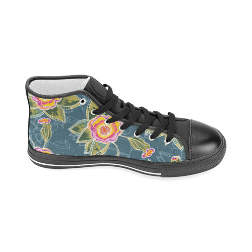 Floral Fantsy Pattern Men’s Classic High Top Canvas Shoes (Model 017)