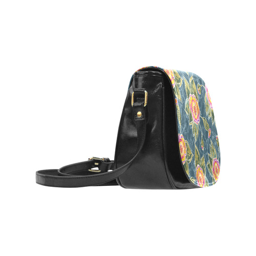 Floral Fantsy Pattern Classic Saddle Bag/Small (Model 1648)