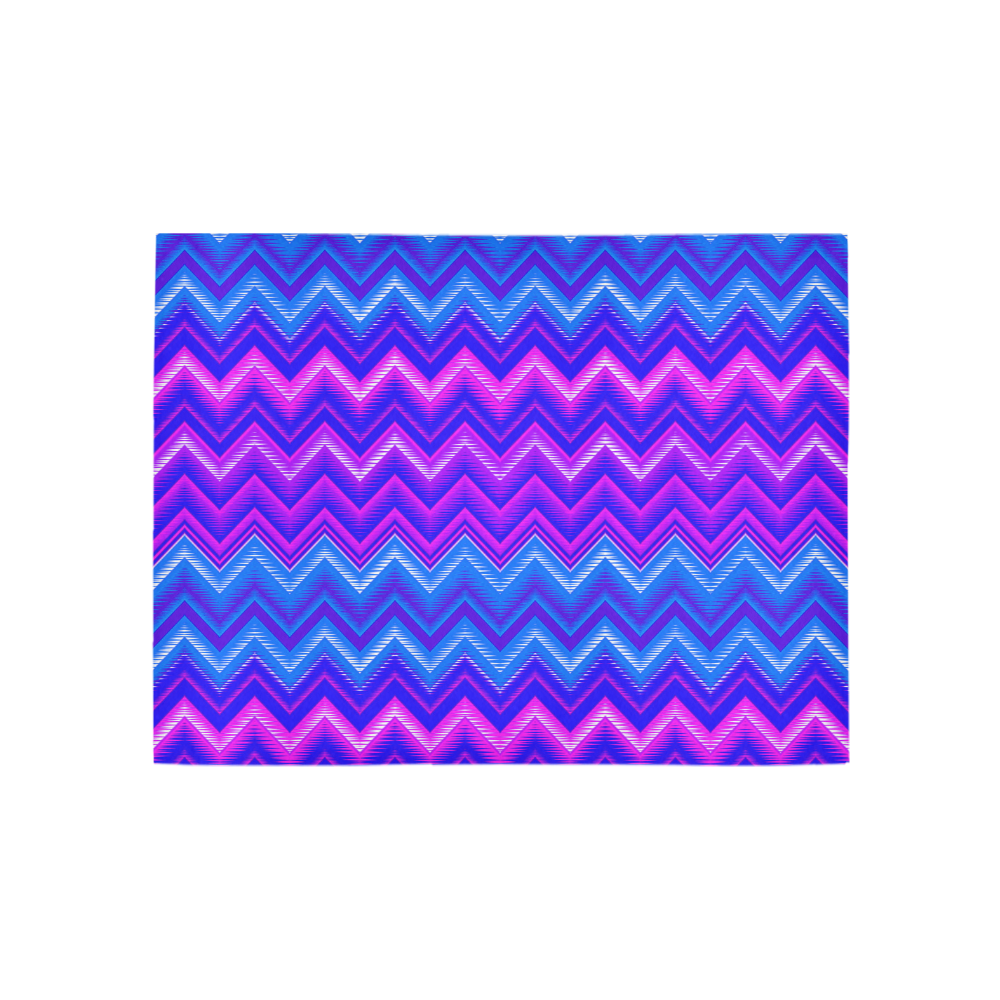 Blue Chevron Tribal Pattern Area Rug 5'3''x4'