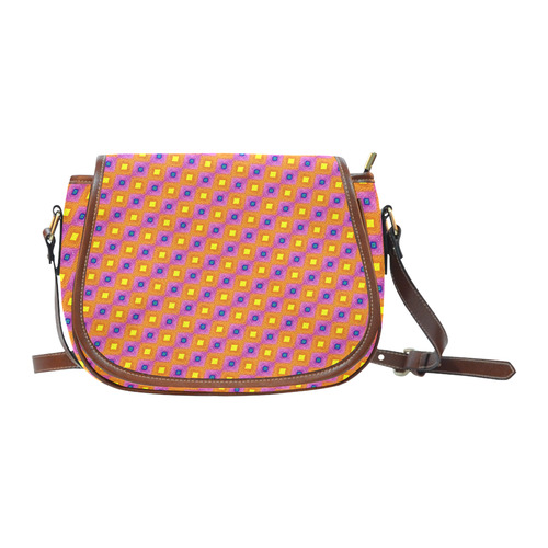 Vibrant Retro Diamond Pattern Saddle Bag/Small (Model 1649) Full Customization