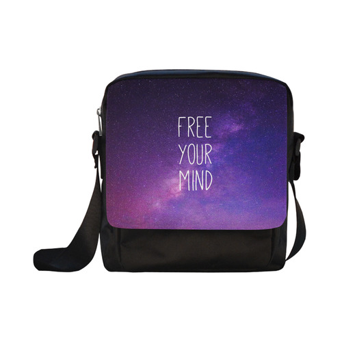 "Free Your Mind" Quote Purple Blue Night Sky Crossbody Nylon Bags (Model 1633)