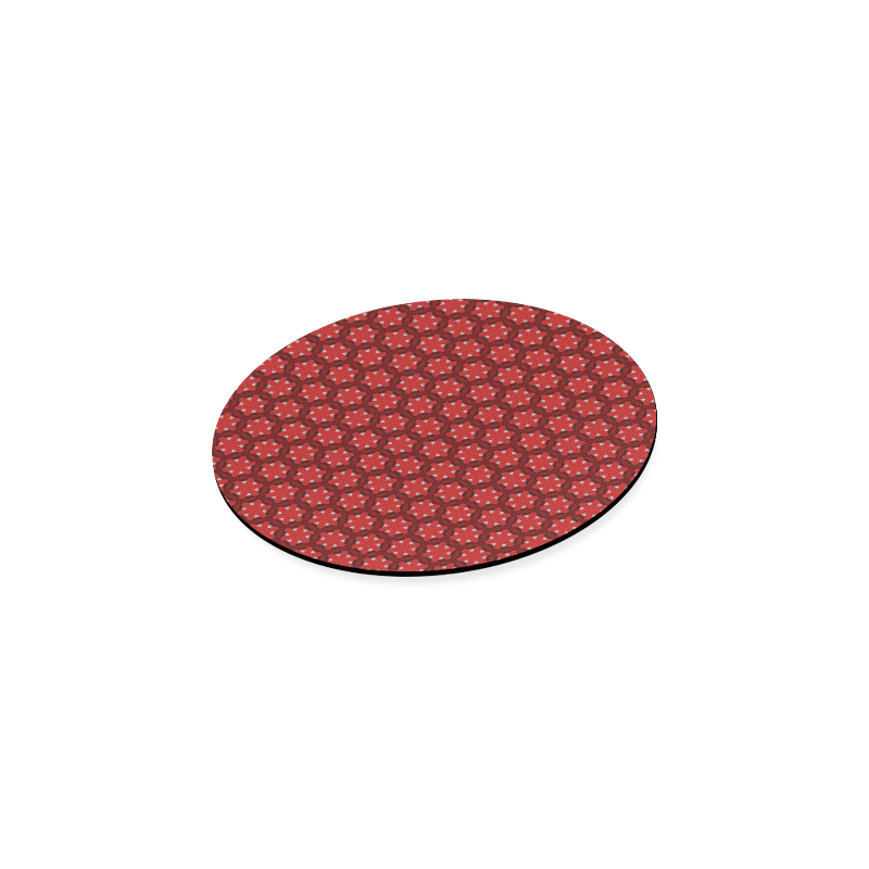 Red Passion Floral Pattern Round Coaster