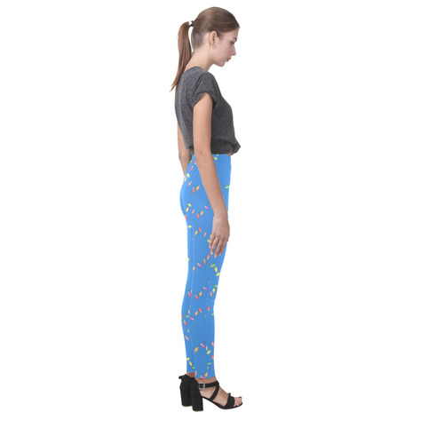 Festive Christmas Lights on Blue Cassandra Women's Leggings (Model L01)