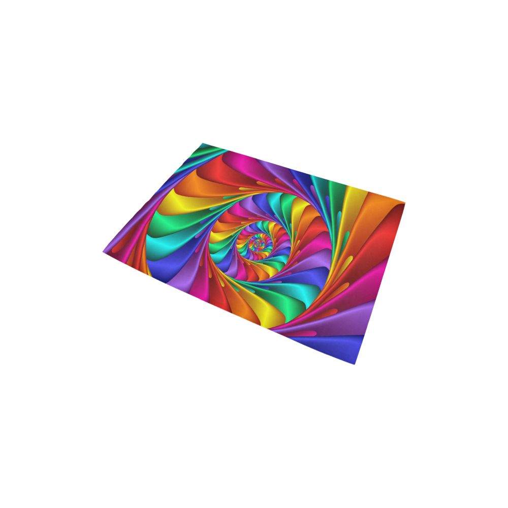 Psychedelic Rainbow Spiral Fractal Area Rug 2'7"x 1'8‘’